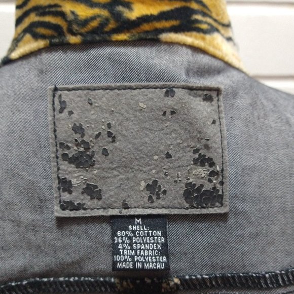 GUESS Black Denim Jacket Animal Print Trim Collared Womens Size M  CLEARANCE! - Picture 11 of 11